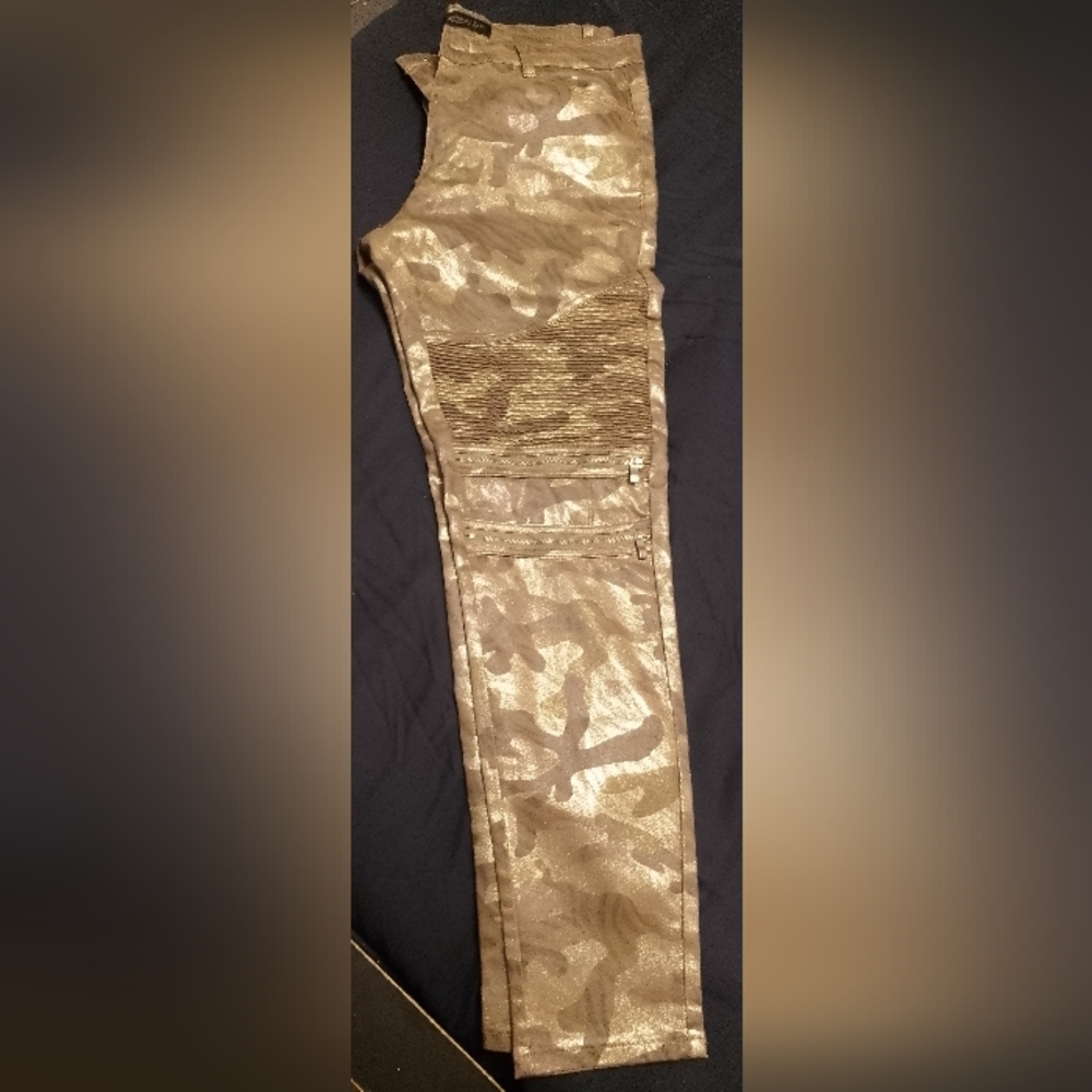 NWOT American Bazi Gold and Brown Camouflage Jeans Stretch Size 15